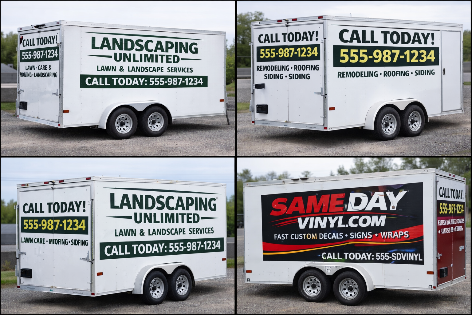 Trailer Logo Decals example on branded enclosed trailers